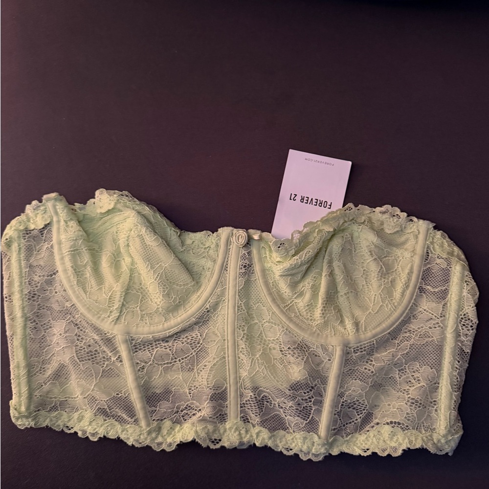 Forever 21 Lace Bustier in Soft Green